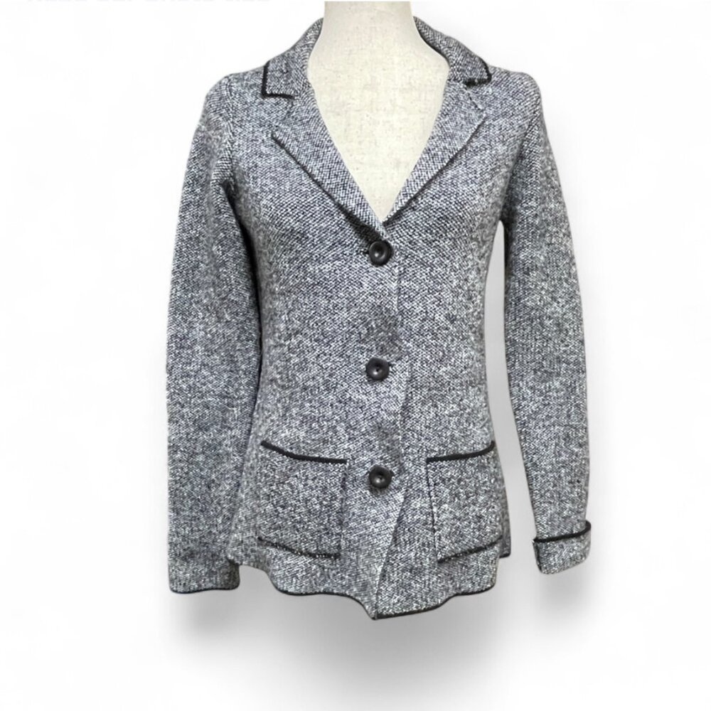 Cocogio Gray Sweater Button up Knit Blazer Small | Minimalist Academia‎
